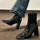 Karree Sexy Stiefeletten Frauen High Heels Schuhe Chunky 2024 Mode Winter Schuhe Designer Chelsea Stiefel Pumps Neue Mujer Schuhe